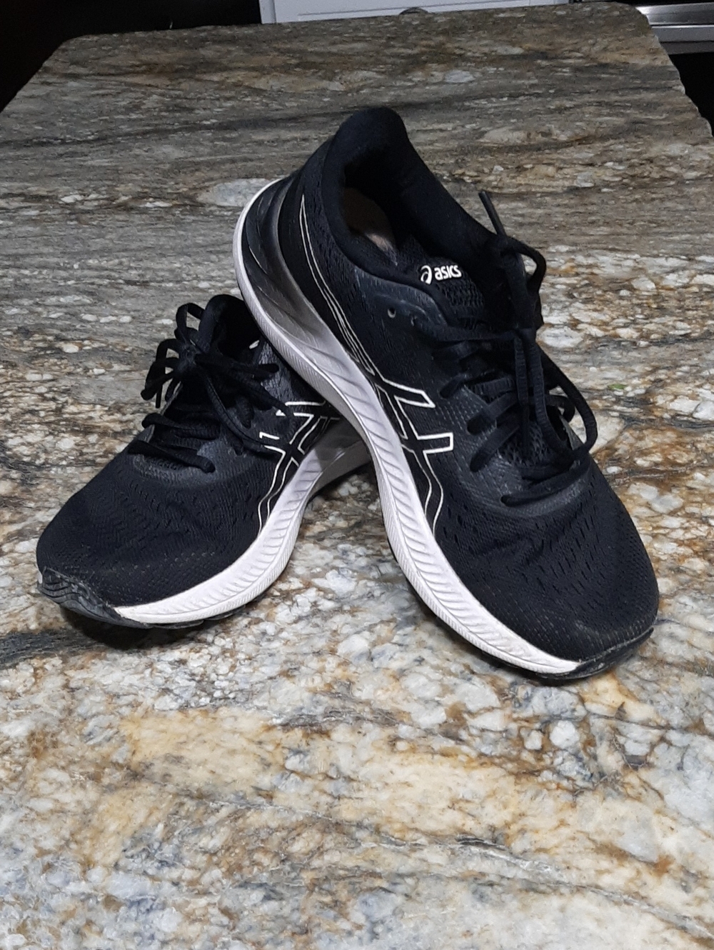 ASICS Black and White Running Shoes Womens 7.5